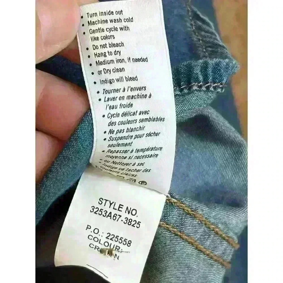 Paige denim long sleeved button up collared fall blouse size xs women’s blue - Picture 6 of 8